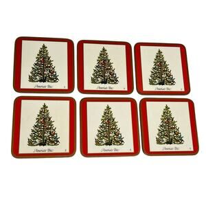 Pimpernel Americas Tree State Birds Coaster Set 6 Christmas 1978 Box Festive Vtg
